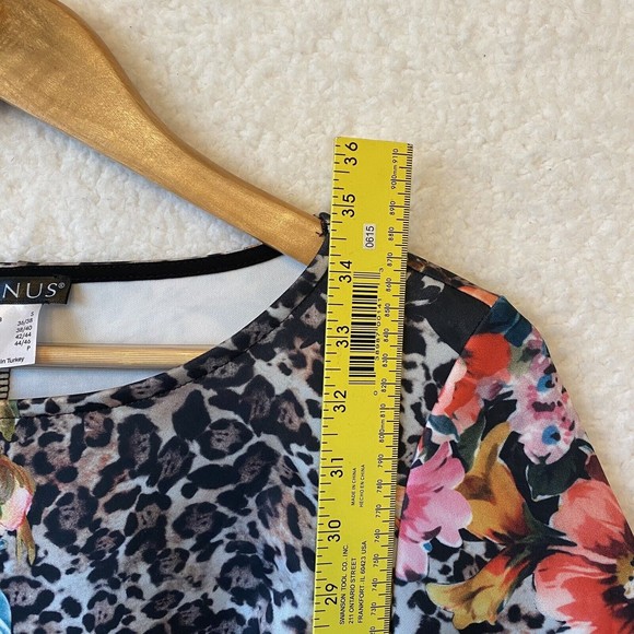 Venus Scuba Knit Floral Animal Print Stretch Dress Size Small Bell Sleeves - Picture 4 of 6